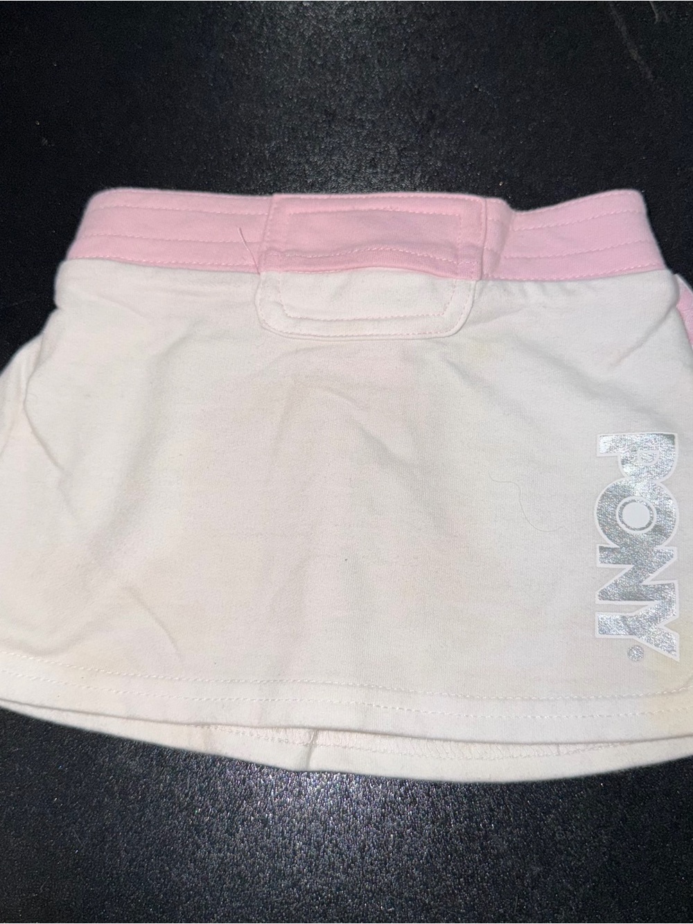 Pony White Skirt with Pink Waistband and Silver Logo
